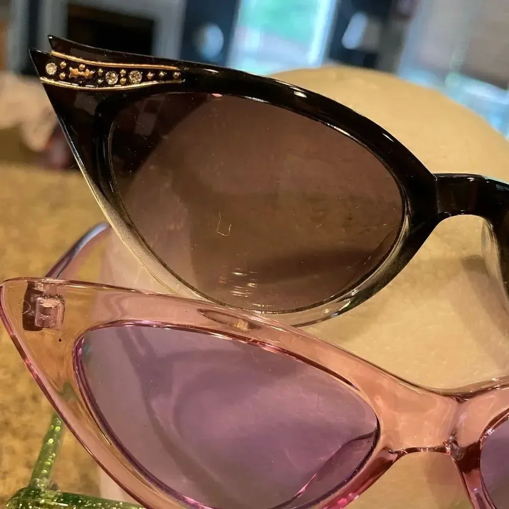 Women’s Cat Eye Sunglasses Black Pink Green Sparkle